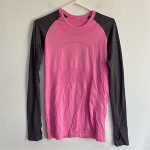 Lululemon Athletica Pink Gray Long Sleeve Active Wear Shirt Womens Size 6